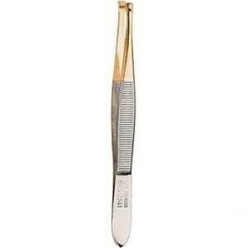 Pinza de depilar ERBE 9 cm con puntas doradas, acero de Solingen de alta calidad