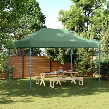 Carpa Plegable Pop-Up Verde 440x292x315 cm para Fiesta, Jardín y Eventos, Estructura de Acero y Tela Resistente
