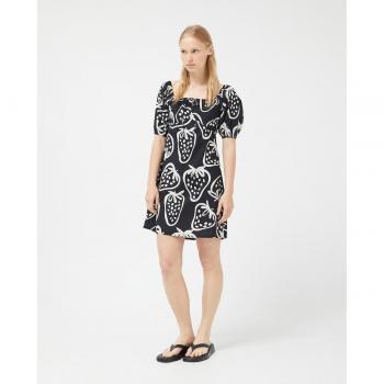 Vestido Corto Compañía Fantástica Estampado Fresas Negro
