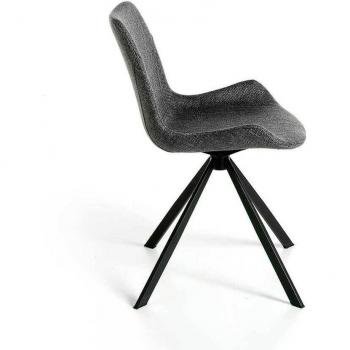 Silla de comedor tapizada en tela gris Angel Cerda 4071C, color gris y negro, dimensiones 54 x 58 x 82 cm