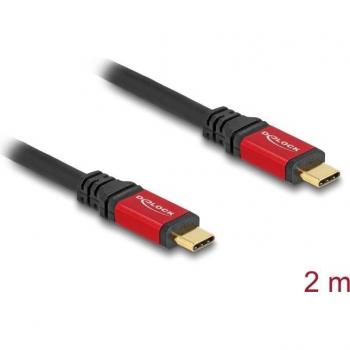 Cable USB Tipo C 5 Gbps PD 3.0 100 W E-Marker 2 m Rojo Metalizado