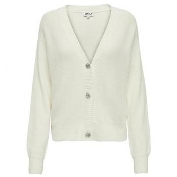 ONLY Women's White Cardigan with Decorative Stones, Size L