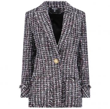Balmain Women's Single-Breasted Tweed Blazer Dress in Black | Size 36 | DF1SE096XJ24