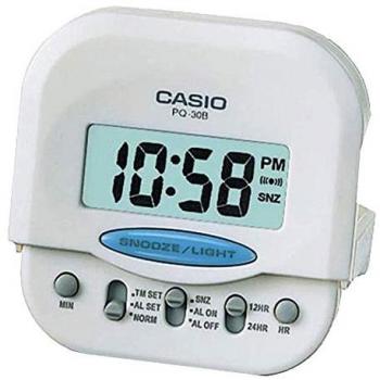 Reloj Despertador Digital Casio PQ-30B-7DF Blanco con Luz y Función Snooze