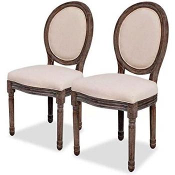 Cream Fabric Dining Chairs Set of 2