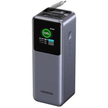 Power Bank UGREEN 165W 20000 mAh con Cable USB-C Retráctil y Carga Rápida