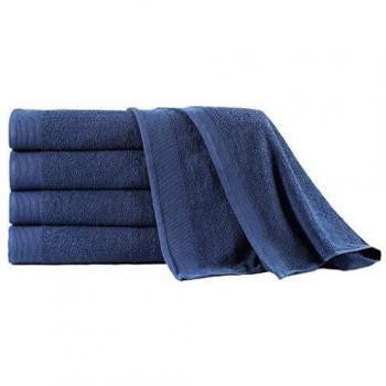 vidaXL Set toalla de baño 5 uds algodón 450 gsm 100x150cm azul marino