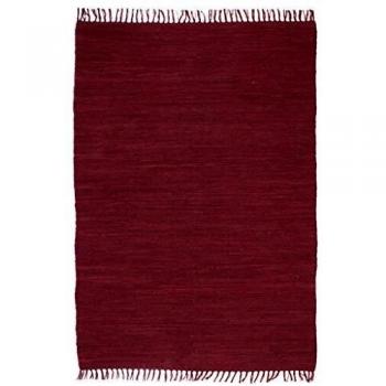 vidaXL Alfombra Tejida a Mano Chindi de Algodón Burdeos 80x160cm Decoración
