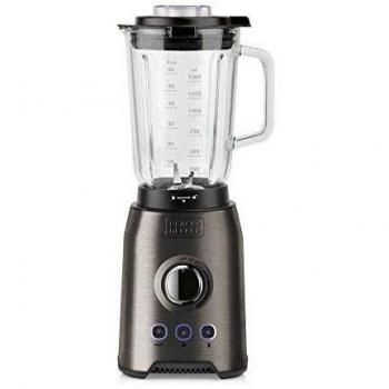 Black+Decker BXJB1200E Batidora de Vaso, 1200 W, Acero Inoxidable, INOX + Gris