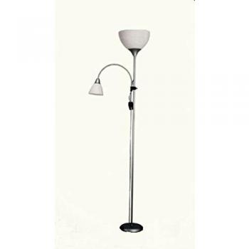 EDM 30010 Lampara de Pie Modelo Boston Plateada E27, Plata, 100 W