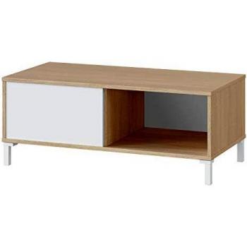 Mesa de Centro Auxiliar Urban Plus Melamina Blanco Roble Canadian con 2 Huecos Abiertos - 40x100x50 cm