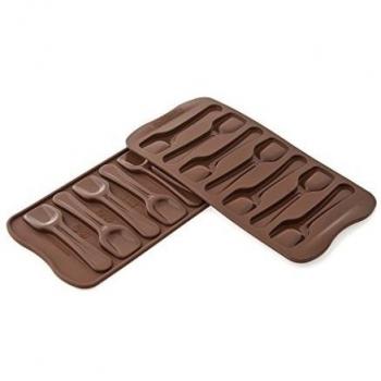 SCG28 Molde de Silicona para Chocolate, 7 cavidades con Forma de cucharaditas, Color marrón