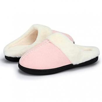 incarpo Zapatillas Casa Mujer Lana de Coral Pantuflas Espuma de memoria Zapatillas-Rosa-42/43 EU