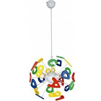 Lámpara colgante infantil Letterine de metal y plástico, multicolor, 3 bombillas E14