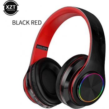 Auriculares Inalámbricos Bluetooth 5.0 con Luz LED, Plegables, Micrófono, Soporte para Tarjeta TF, Conexión 3.5mm AUX y FM Bass Stereo