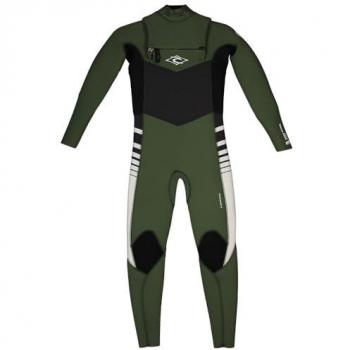 Traje de Neopreno Rip Curl Dawn Patrol 4/3 mm verde infantil con manga larga y cremallera en el pecho, tamaño 14