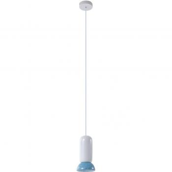 Lámpara colgante Lindby Kerimi, crema/azul, 1 luz, cerámica, GU10, para salón y comedor