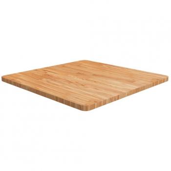 Mesa cuadrada de madera de roble tratada marrón claro 70x70x2,5 cm