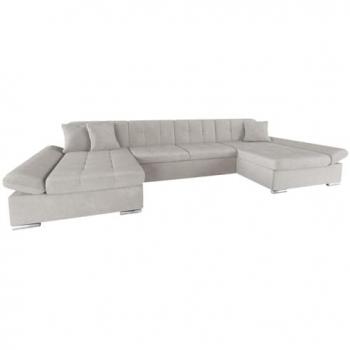 Sofá rinconero Comfivo 155 con función de descanso, caja de ropa de cama, dimensiones 360x160x75cm, color marrón claro