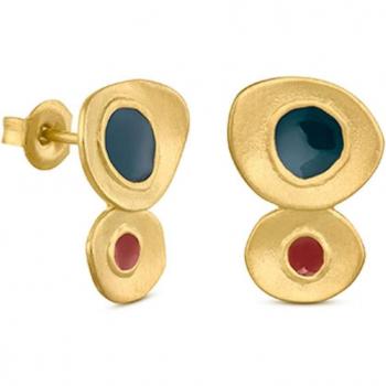 Pendientes dorados Favorita Colors con esmalte multicolor