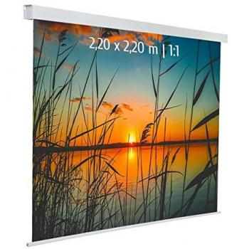 Pantalla de Proyección Eléctrica Kimex 2.20x2.20m Formato 1:1 Tela Blanca Motorizada Ideal para Salas de Reuniones y Escuelas
