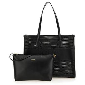 GUESS Katey Convertible Black Tote Bag with Pochette, 40 cm Unisex