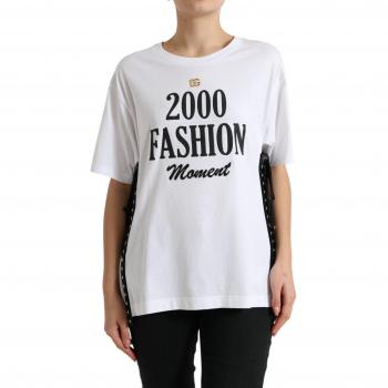 Dolce & Gabbana Elegant White Lace-Up Cotton Tee - IT38 | S