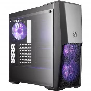 Cooler Master MasterBox MB500 RGB Caja PC ATX Panel Frontal Semi-Mallado, 3 x 120 mm Ventiladores Preinstalados, Panel Lateral de Vidrio, Configuraciones Flujo de Aire Flexible, RGB, Torre media