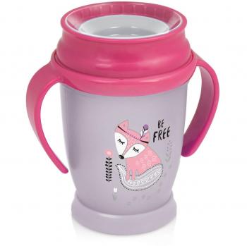 LOVI 360 Grados Vaso de Entrenamiento Antiderrames, 12m+, 250 ml, Sin BPA, SteriTouch Protección Antibacteriana, Innovador Sistema de Sellado, Fácil de Limpiar, Indian Summer, Rosa