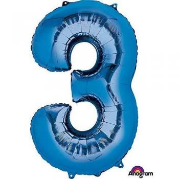 Amscan Anagram 2827901 - Globo de aluminio azul número 3 - 32 pulgadas