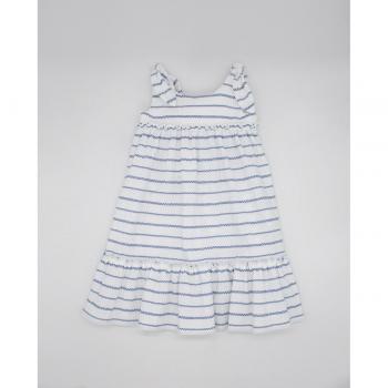Vestido midi de algodón con estampado de rayas zig zag en tono azul marino