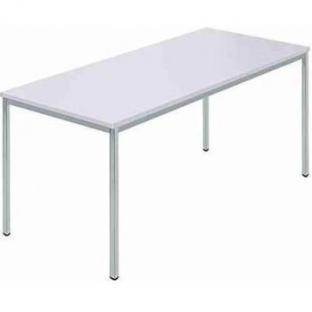Mesa rectangular de tubo cuadrado revestido 1600 x 800 mm, blanca/gris