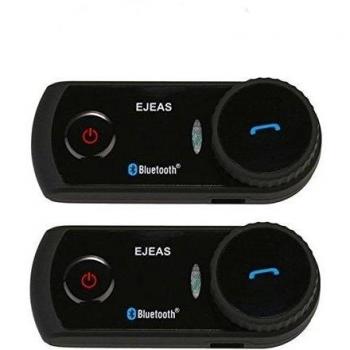 Boblov 2 x Ejeas E2 1300m Impermeable Bluetooth Motocicleta Bicicleta Casco Intercom Interfono Auricular Apoya Hasta 4 Riders para Reproductor MP3 GPS Manos Libres 10 Horas de Conversación