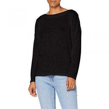 PIECES Pcnollie LS Noos-Camiseta con Cuello Redondo Top, Negro, XS para Mujer