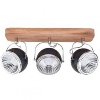 Lámpara de Techo Ball Epikasa - Madera de Roble, Metal Negro y Cromo, Vidrio, 42x11x20 cm