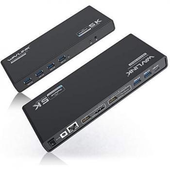 WAVLINK USB A/USB C Base Portatil Docking Station con Carga de 60W, Salidas de Video Individuales 5K / Dual 4K @60Hz para el Sistema Operativo Windows Mac