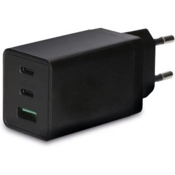 Cargador de Pared Ksix Doble USB Tipo C + USB Tipo A 67W GaN Negro
