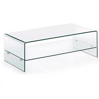 Kave Home - Mesa de Centro Burano de Cristal Templado Transparente con Forma Rectangular 110 x 55 cm