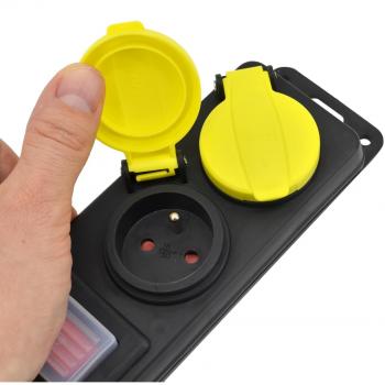 Alargador Taller Awtools Negro 5 Salidas 5,0m con Puesta a Tierra, Interruptor IP44 3x1,5mm