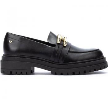 Mocasines de mujer Martinelli de piel con hebilla dorada en color negro - 1674-B080P