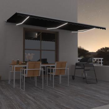 Toldo retráctil manual con LED gris antracita 600x350 cm Vidaxl Antracita