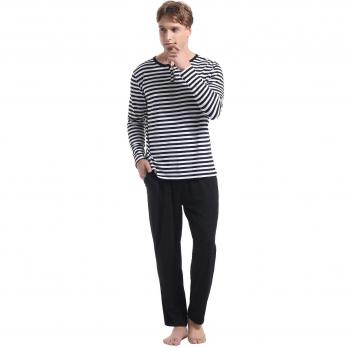 Abollria Pijamas Hombre Algodón 2 Piezas Mangas Larga Pantalon Largo Invierno Cómodo y Agradable