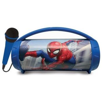 Altavoz Bluetooth® Inalámbrico Luminoso Spider-Man con Micrófono, Karaoke, Sonido Estéreo, Batería Recargable y Asa para Llevar