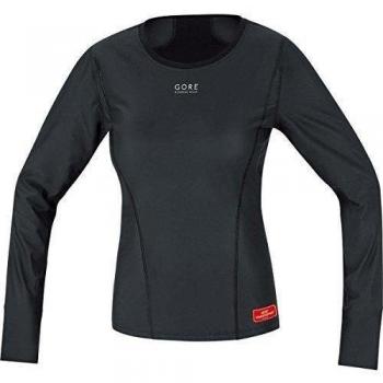 GORE RUNNING WEAR Essential Base Layer Windstopper Lady Termo - Camiseta de running para mujer, color negro, talla 34