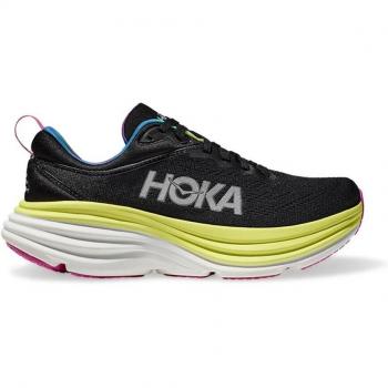 Hoka Men's Bondi 8 Road Running Shoes - Black/Citrus Glow, Size 10