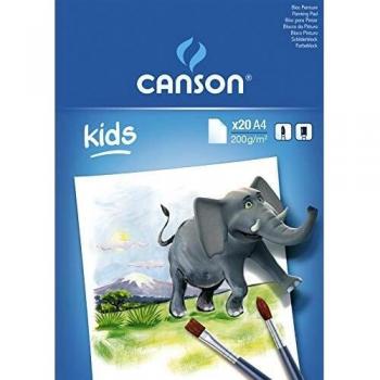 Bloc Encolado, A4, 20 Hojas, Canson Kids Pintura 200g