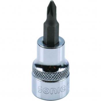 Llave de vaso 3/8 Pozidriv PZ SONIC 8224802 - Punta de atornillar, fabricada en acero al cromo vanadio, acabado niquelado, compatible con destornilladores de tipo