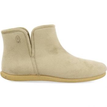 Zapatillas de estar por casa beige tipo botín con detalle de pelo Sifjord