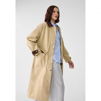 Long Corduroy Collar Puffer Parka in Stone XL