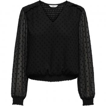 Camisa manga larga mujer Only 15320944, camiseta Only Onlelmira Life New Dobby black mujer